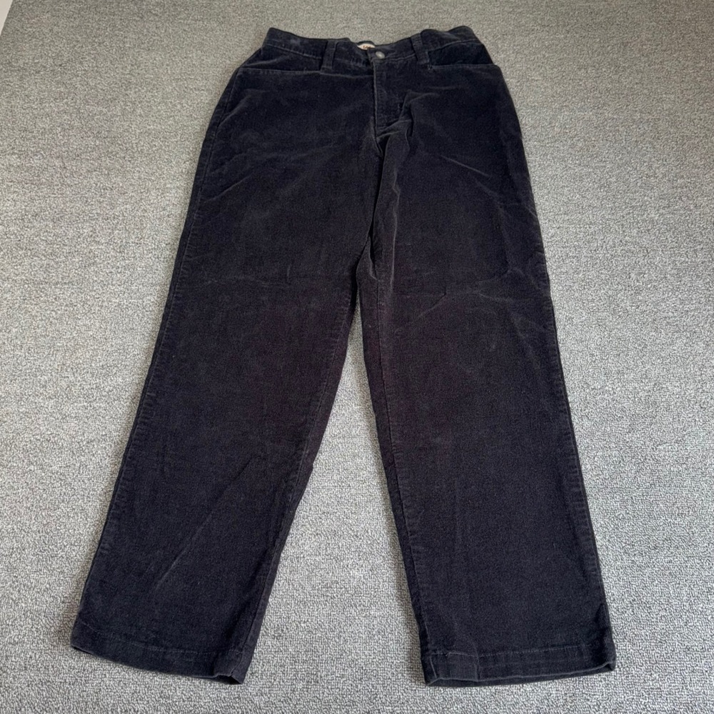 Lee Black Corduroy Pants Womens 4P Petite High Rise Straight Leg Casual Wear
